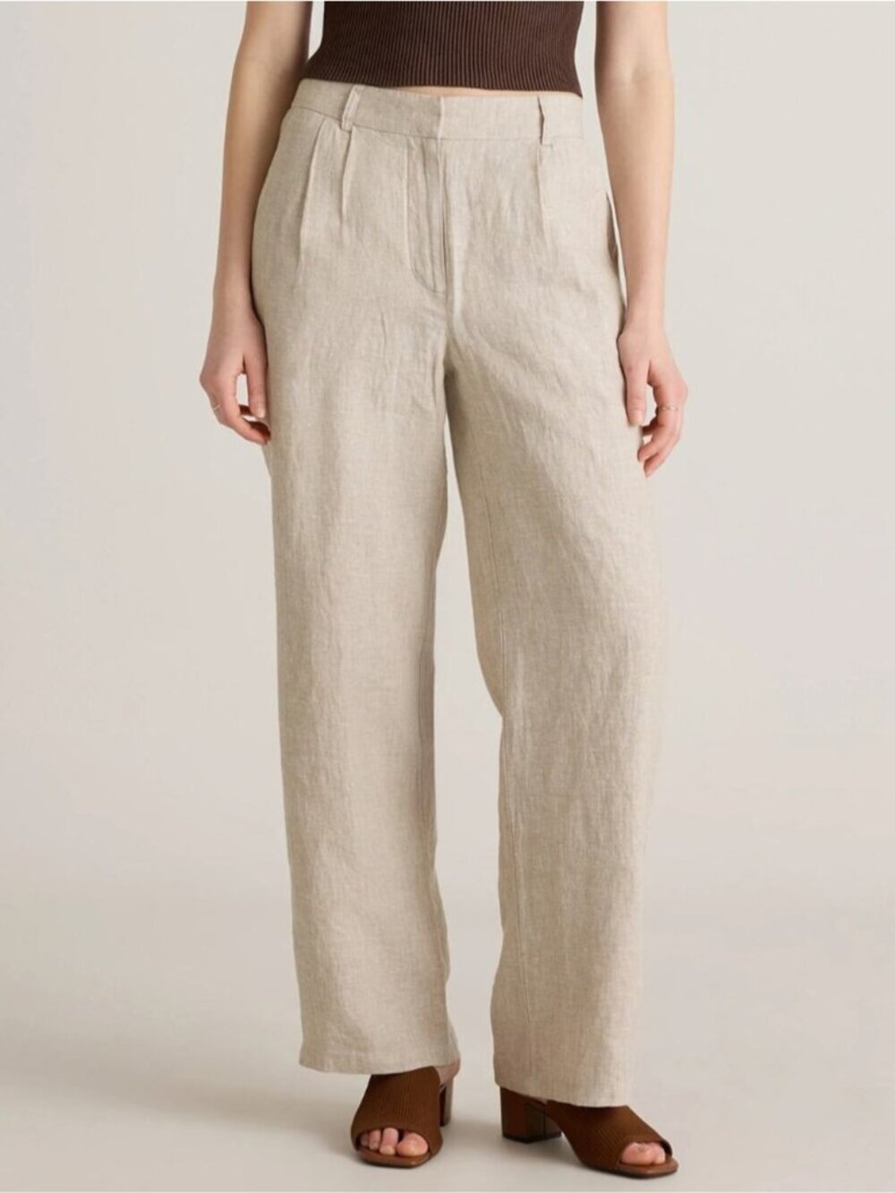 QUINCE 100% European Linen Pleated Trouser Size 6 Flax